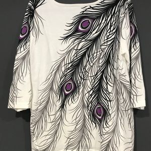 Bob Mackie Peacock Printed Tee
